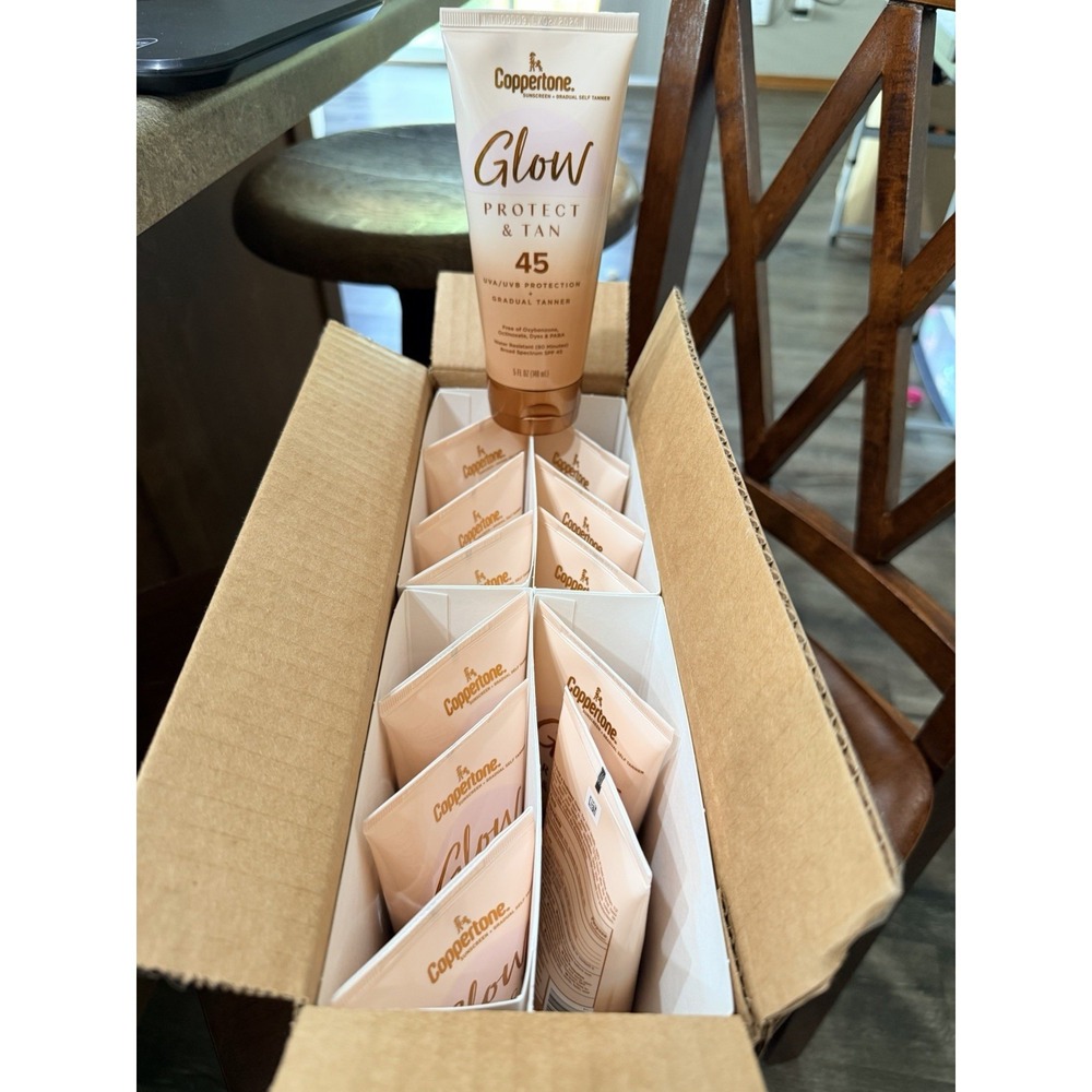 Lot Of 12 Coppertone Glow & Tan 30 UVA/UVB Protector + Gradual Tanner READ
